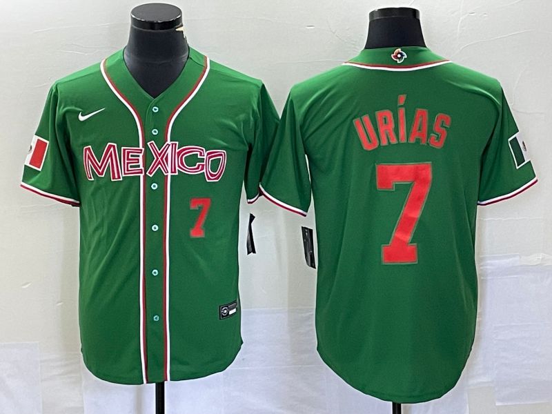 Men 2023 World Cub Mexico #7 Urias Green orange Nike MLB Jersey10->more jerseys->MLB Jersey